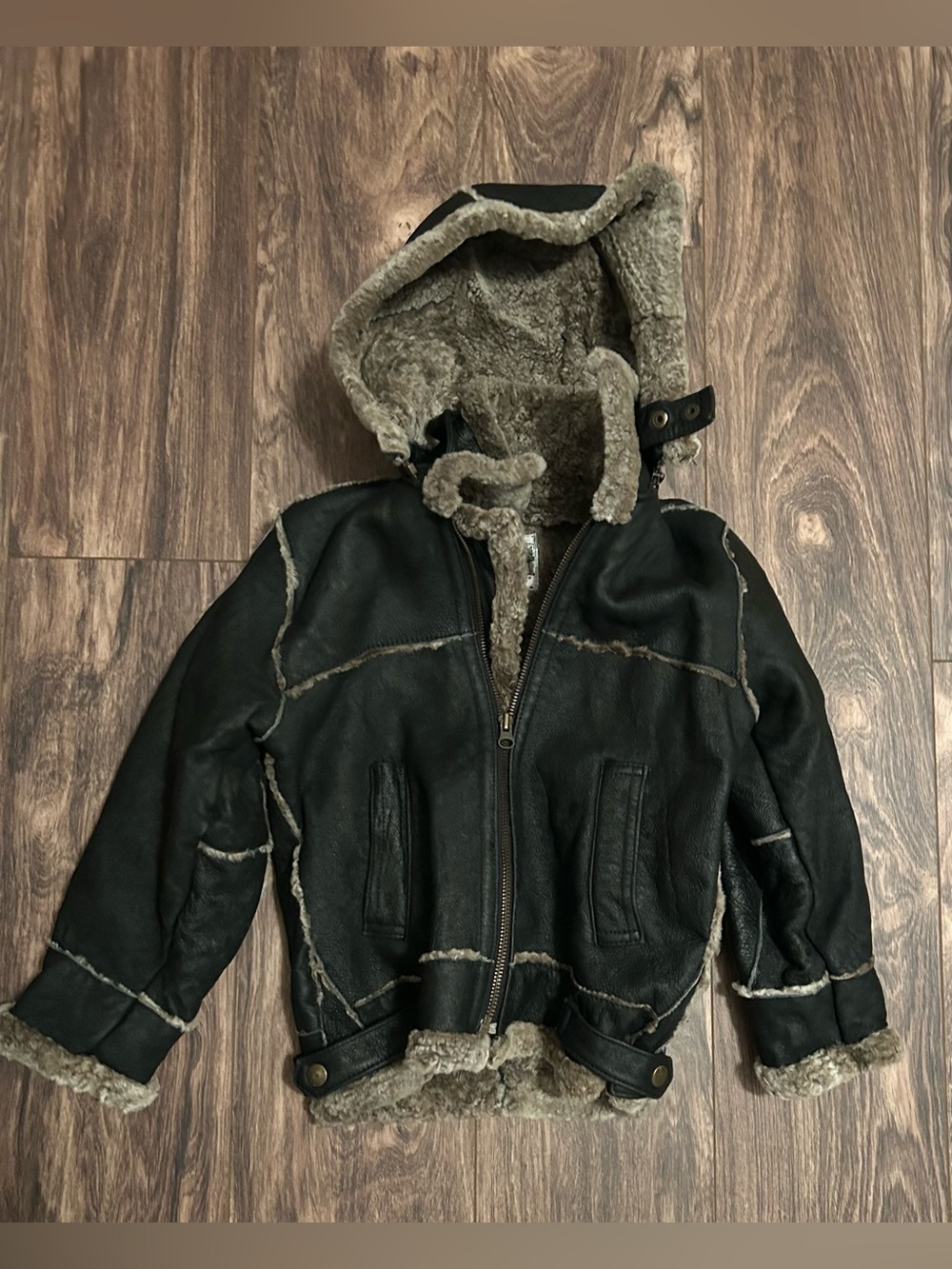 Ponte Vecchio Black Faux Shearling-Lined Hooded Jacket